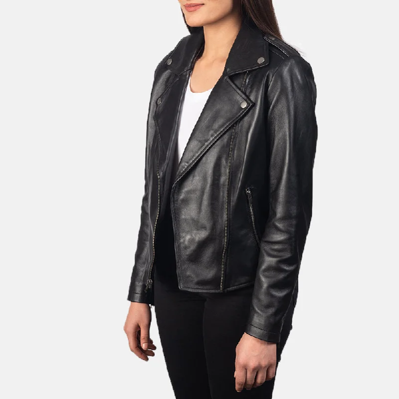 Charcoal Black Women's Sheepskin Leather Jacket