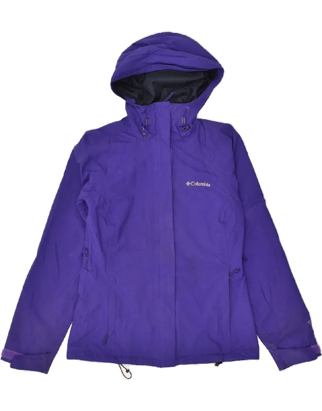 COLUMBIA Womens Omni-Tech Hooded Rain Jacket UK 6 XS Purple Nylon