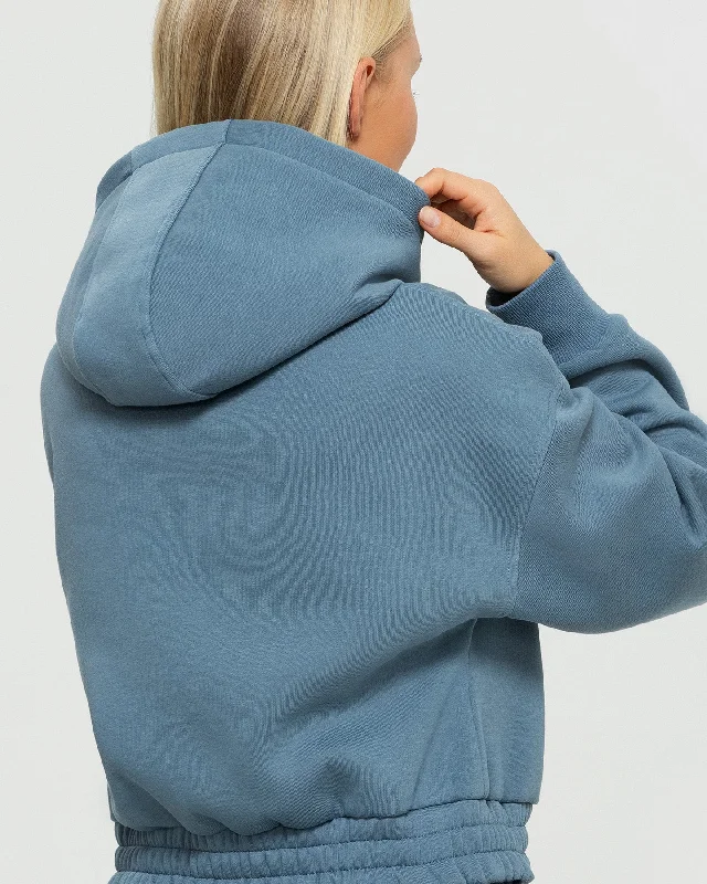 Comfort Cropped Hoodie | Smoke Blue