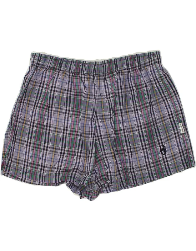 CONTE OF FLORENCE Womens Sport Shorts UK 18 XL Purple Check Cotton