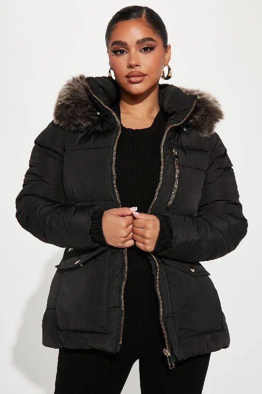 Cool Vibes Puffer Coat - Black