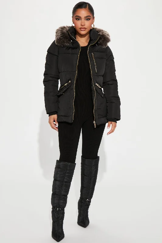 Cool Vibes Puffer Coat - Black