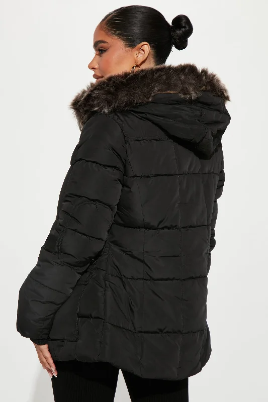 Cool Vibes Puffer Coat - Black