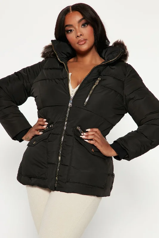 Cool Vibes Puffer Coat - Black