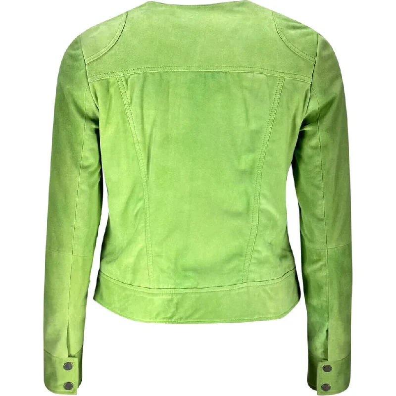 Women's Green Suede Leather Jacket | Stylish Outerwear