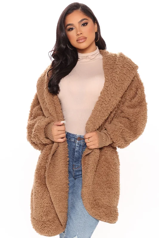 Cozied Up Together Faux Sherpa Jacket - Mocha