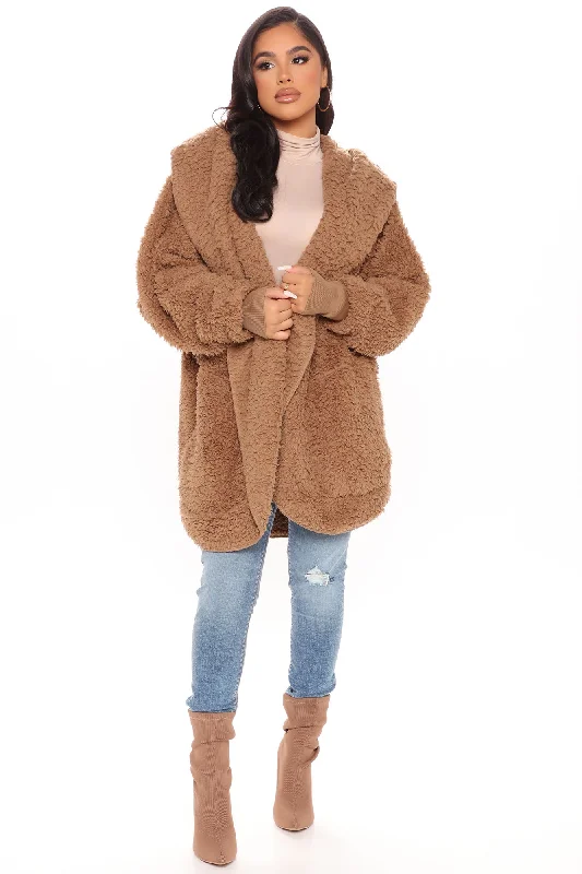 Cozied Up Together Faux Sherpa Jacket - Mocha