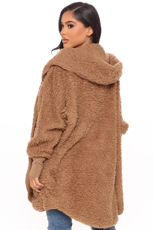 Cozied Up Together Faux Sherpa Jacket - Mocha