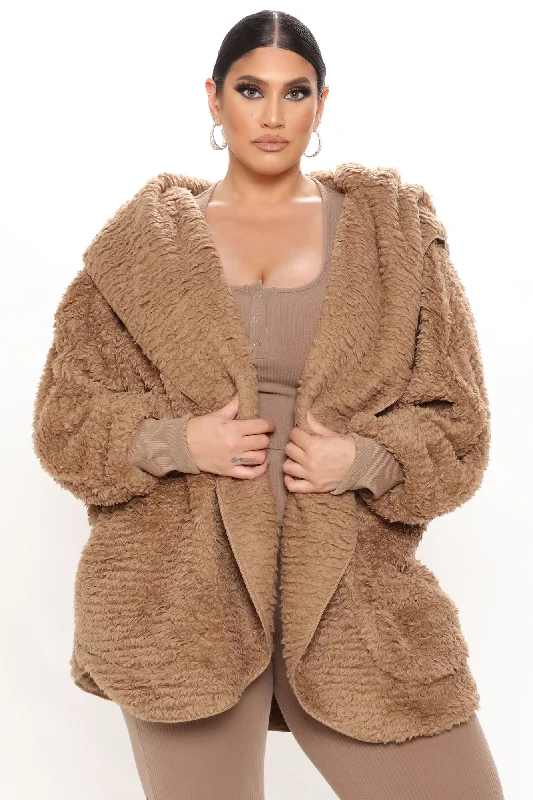 Cozied Up Together Faux Sherpa Jacket - Mocha