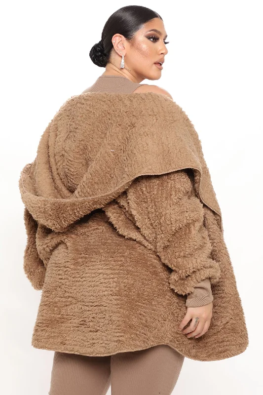 Cozied Up Together Faux Sherpa Jacket - Mocha