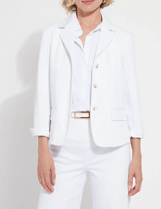 Della Denim Cropped Blazer - White