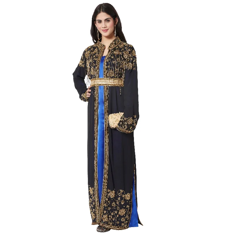 Long Cardigan with Golden Hand Work Embroidery by Maxim Creation