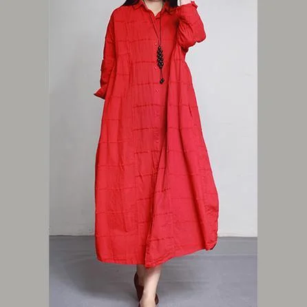 fine autumn red linen cardigans oversize casual large hem long coats