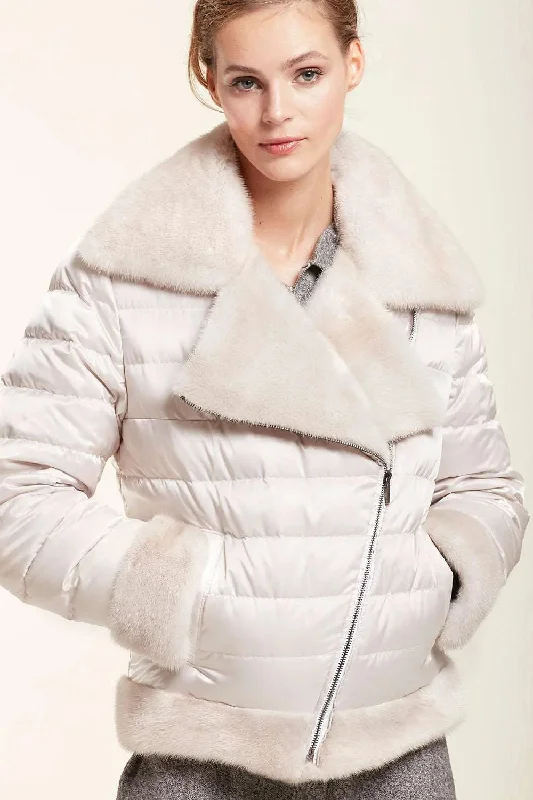 Puffer jacket with mink fur