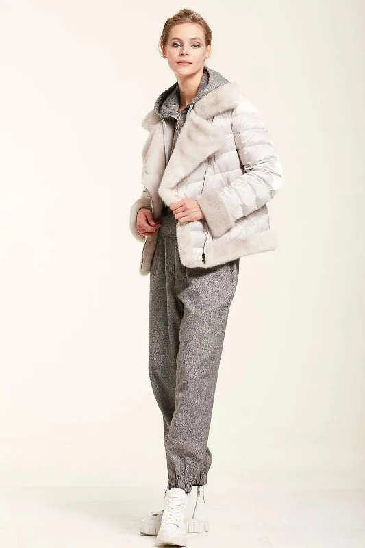 Puffer jacket with mink fur