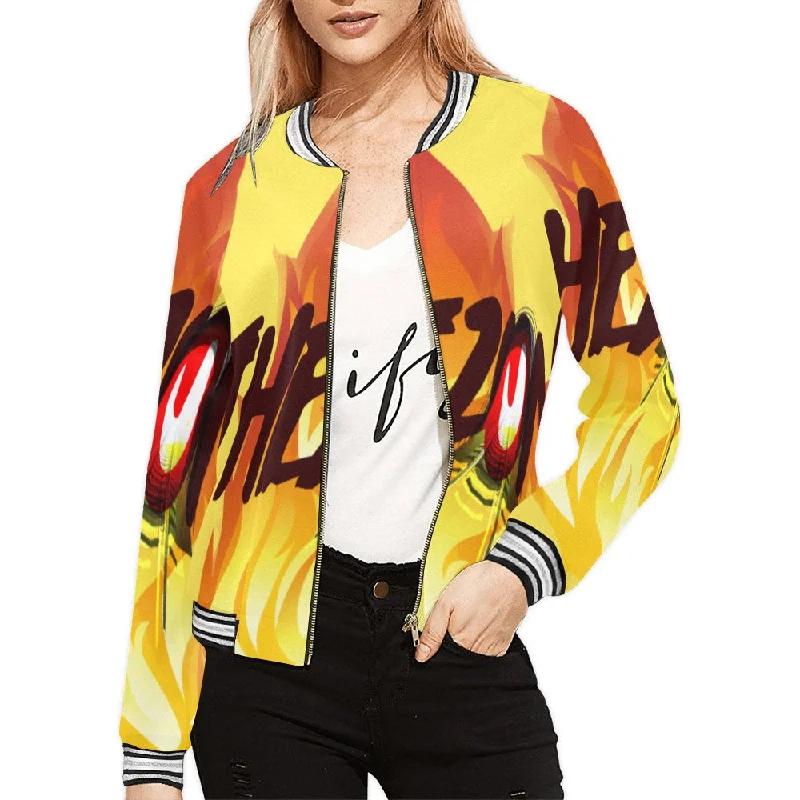 XS / FZ WOMEN'S ZONE JACKET - YELLOW Women's All Over Print Horizontal Stripes Jacket (Model H21)