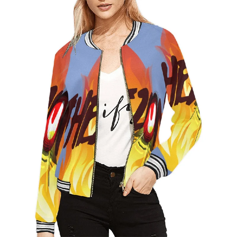 XS / FZ WOMEN'S ZONE JACKET - BLUE Women's All Over Print Horizontal Stripes Jacket (Model H21)