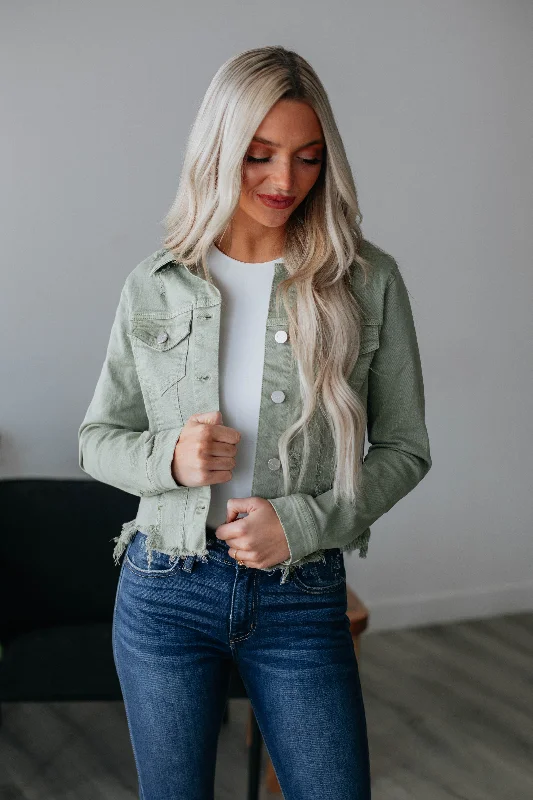 Gemma Risen Denim Jacket - Olive