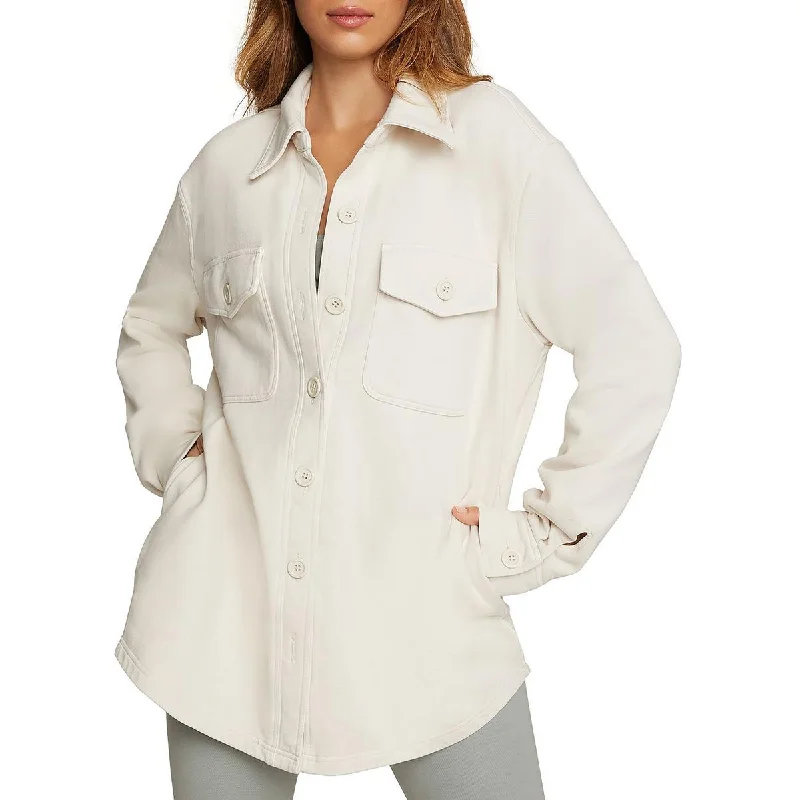 Good American Womens Juniors French Terry Oversized Shirt Jacket