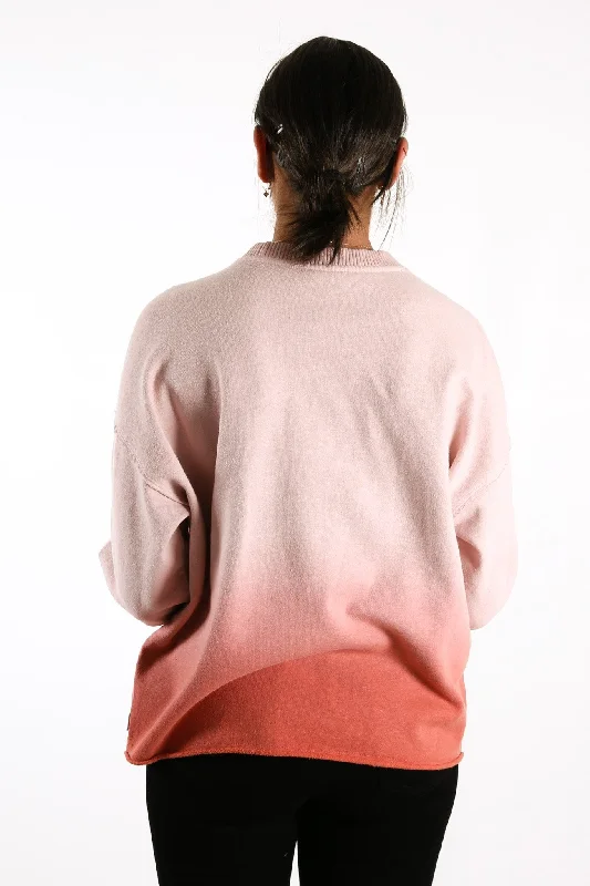 Gretal Hemp Oversized Crew Neck Ash Pink Dip Dye