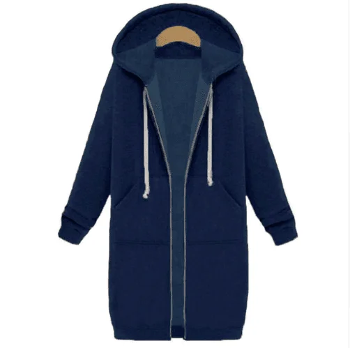 Hooded long-sleeved winter sweater women's jacket in a long