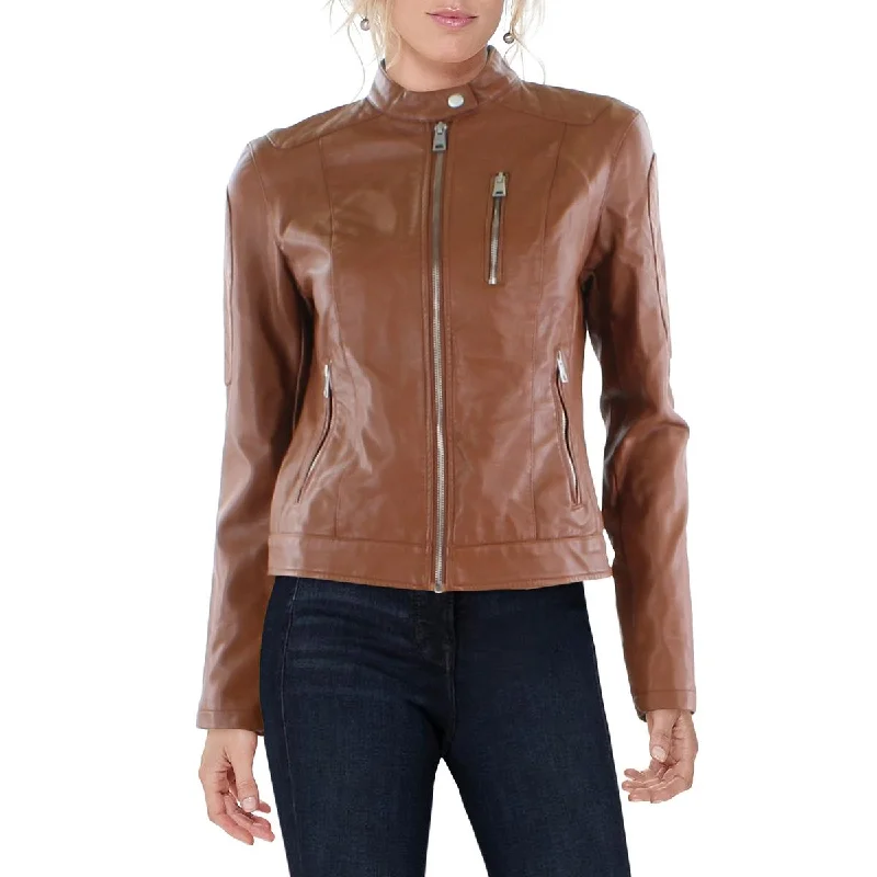 Levi Strauss & Co. Womens Faux Leather Collared Motorcycle Jacket