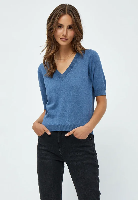 MSMilla Knit T-Shirt - Denim Blue Melange