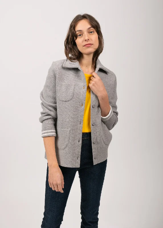 NASHVILLE - Short Buttoned Jacket with Patch Pockets for Women (LIGHT GREY / WINTER WHITE)