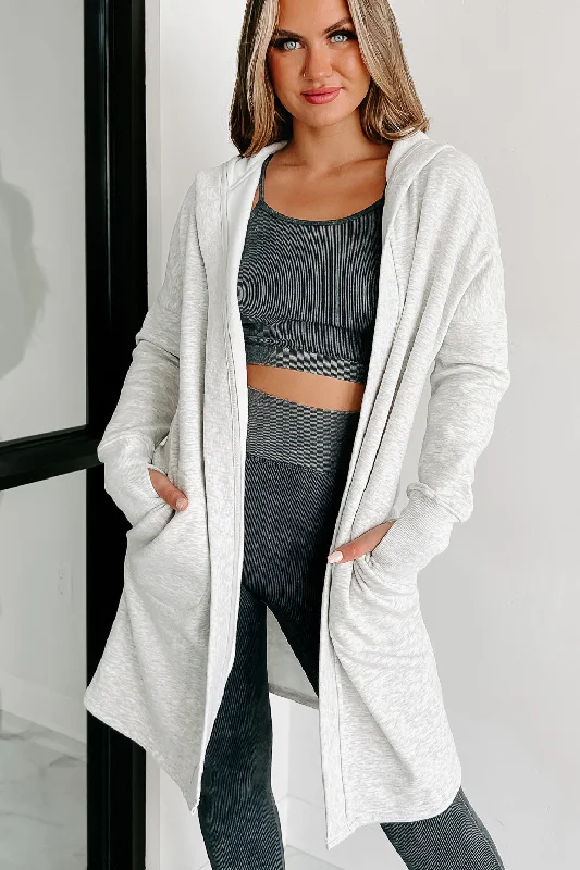 New Adventures Open Front Longline Hooded Cardigan (Grey)