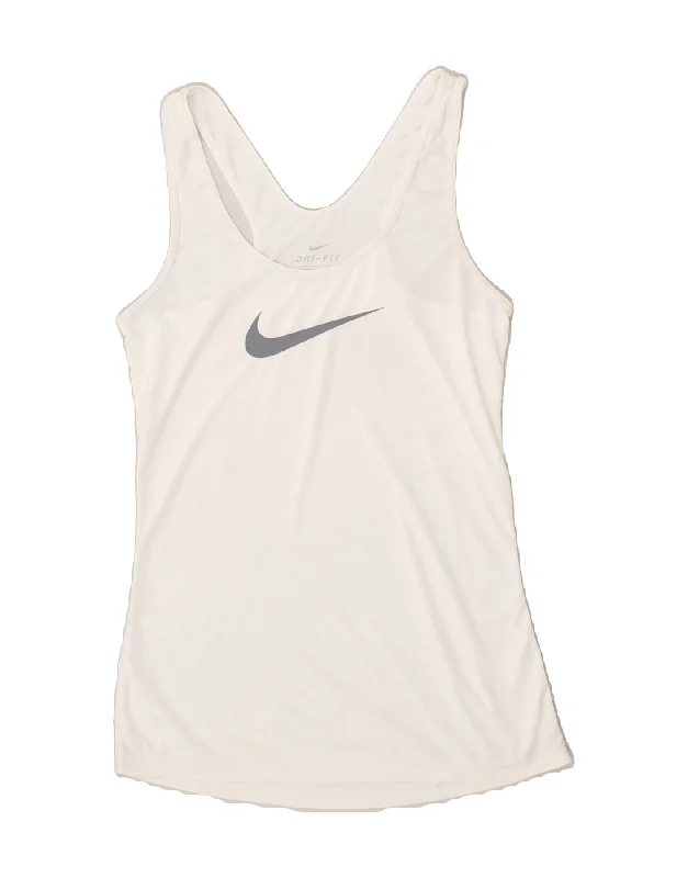 NIKE Womens Dri Fit Graphic Vest Top UK 6 XS White