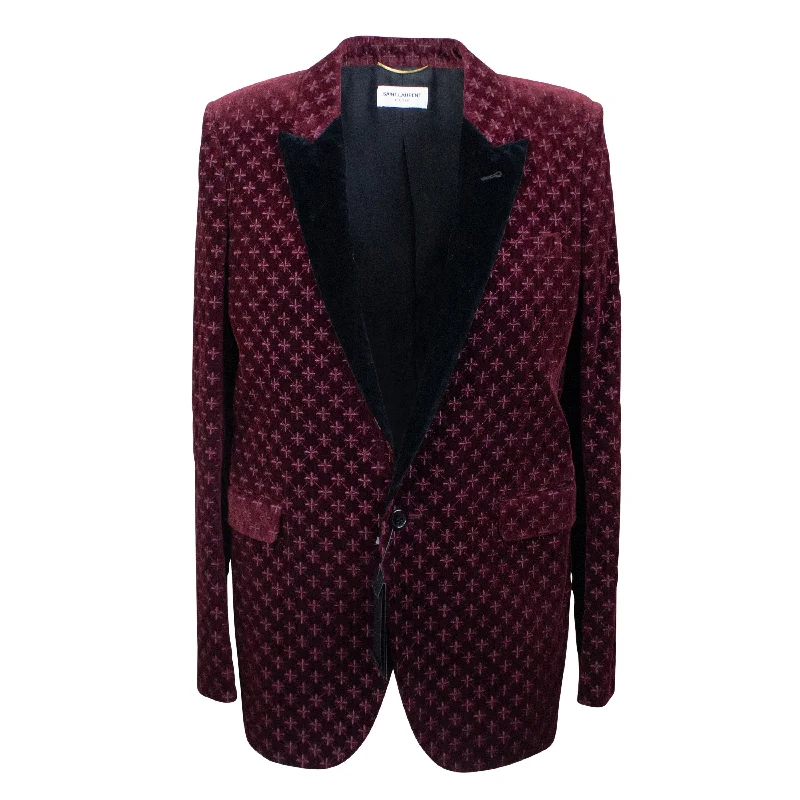 NWT SAINT LAURENT Burgundy Velvet Evening Jacket