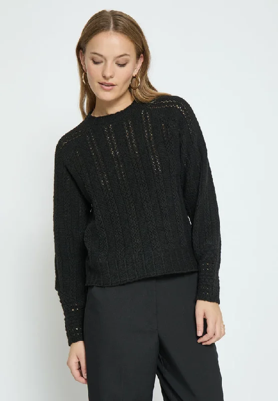 Perla GRS Round Neck Knit Pullover - Black