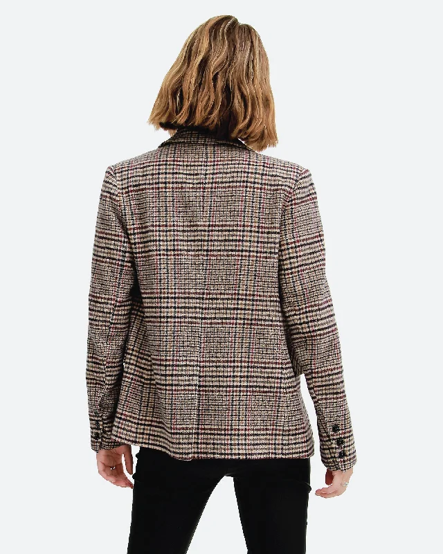 Piccadilly Wool Blend Plaid Blazer - Oat