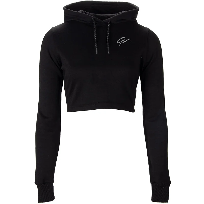 Pixley Crop Top Hoodie -Black