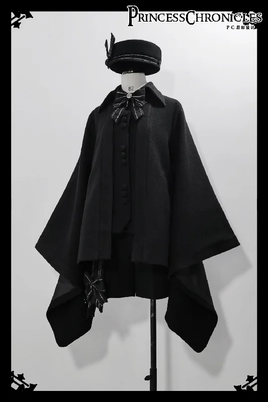 Princess Chronicles~ShenYao~Ouji Lolita Winter Black Long Coat