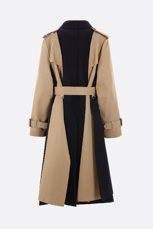 gabardine and cloth destructured trench coat