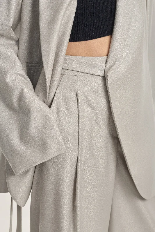 Silver wool silk belted jacket