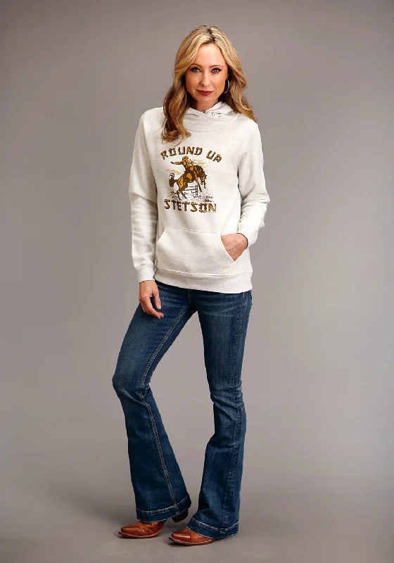 Stetson Womens Round Up Oatmeal Cotton Blend Hoodie