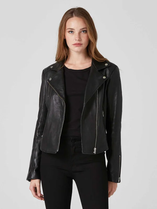 Stylish Women Black Leather Biker Jacket