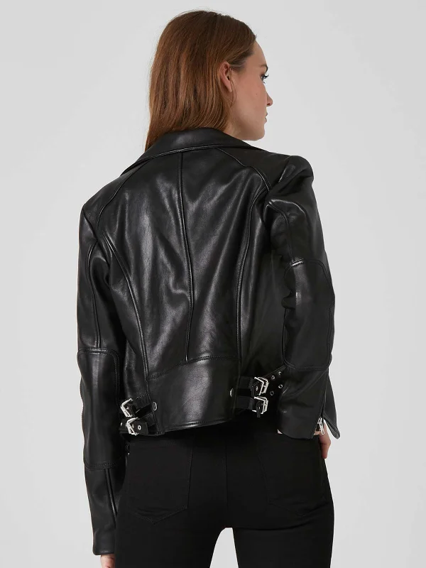 Stylish Women Black Leather Biker Jacket