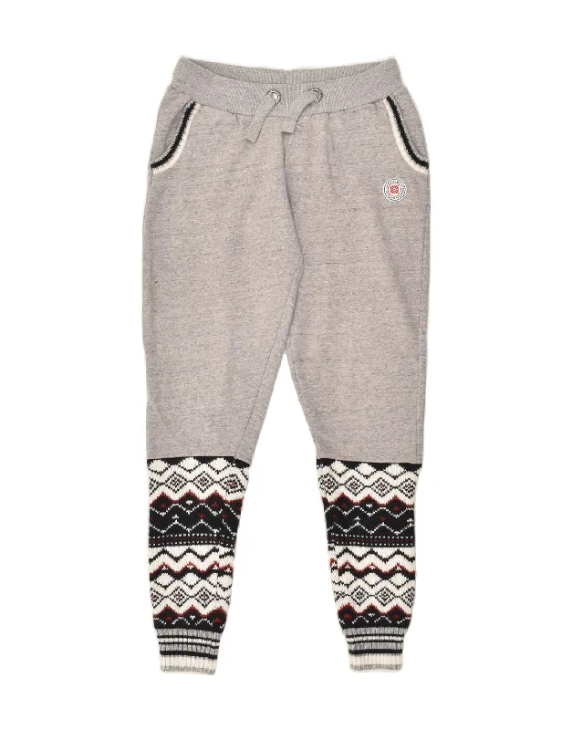 SUPERDRY Womens Tracksuit Trousers Joggers UK 12 Medium Grey Fair Isle