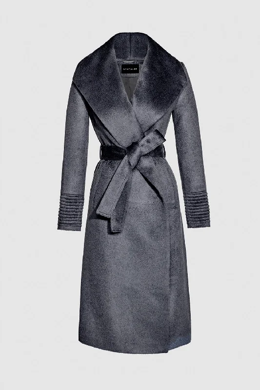 Suri Alpaca Long Shawl Collar Wrap Coat