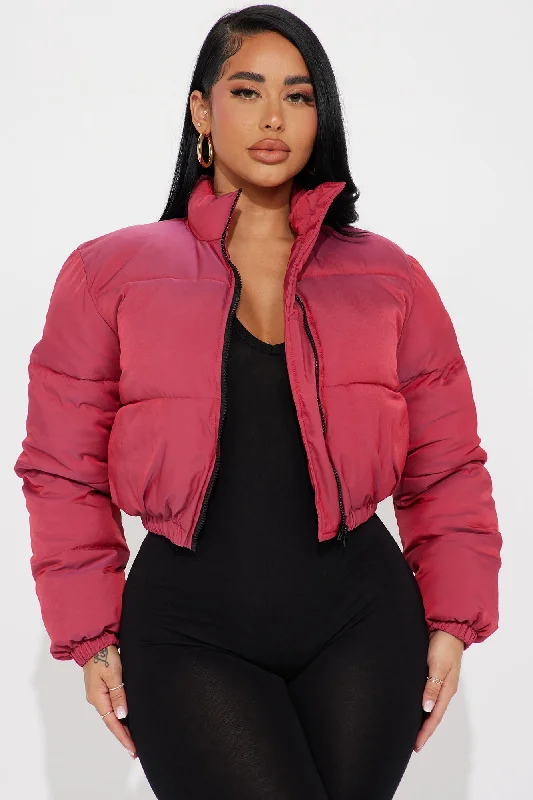 Take Me To A Galaxy Puffer Jacket - Pink