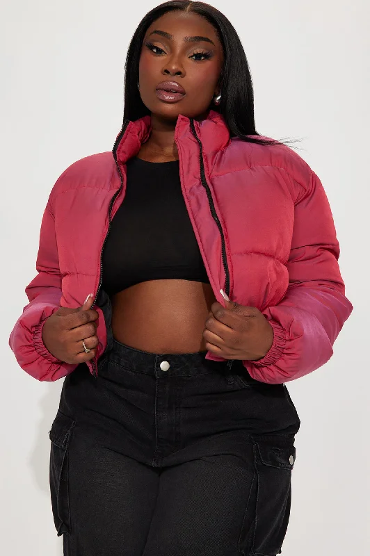 Take Me To A Galaxy Puffer Jacket - Pink