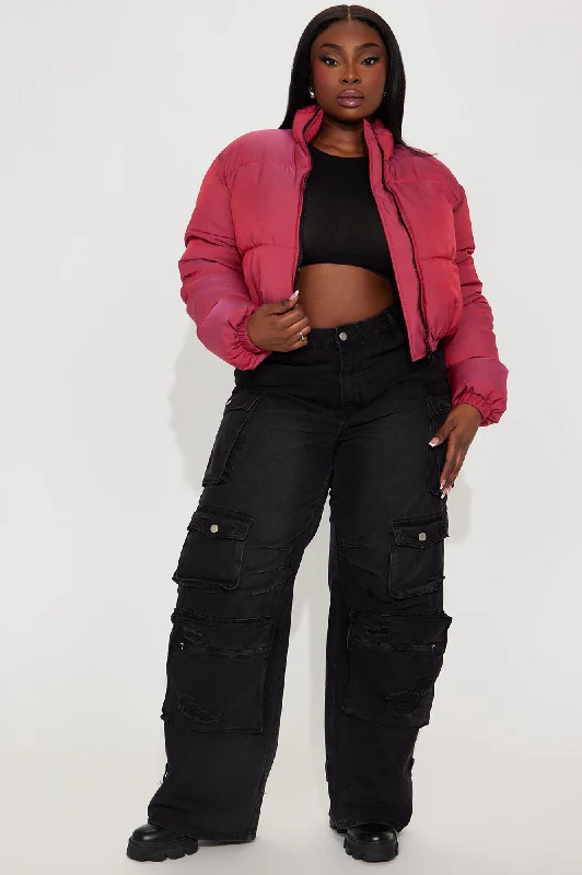 Take Me To A Galaxy Puffer Jacket - Pink