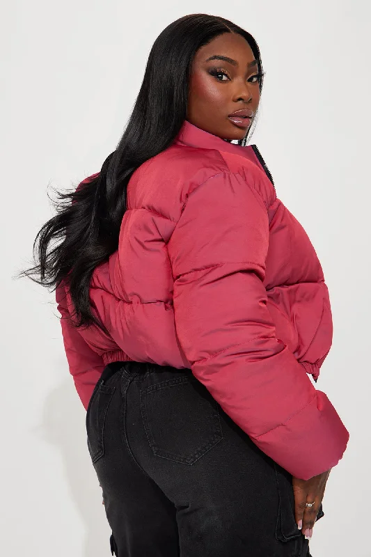 Take Me To A Galaxy Puffer Jacket - Pink