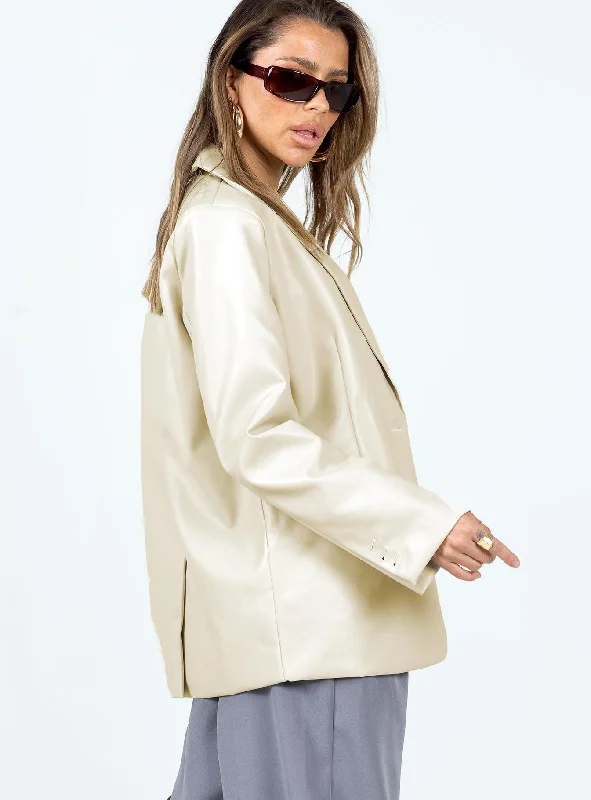 Tallong Faux Leather Blazer Cream