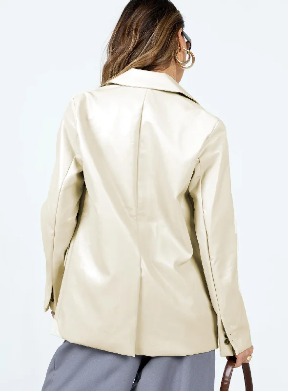 Tallong Faux Leather Blazer Cream