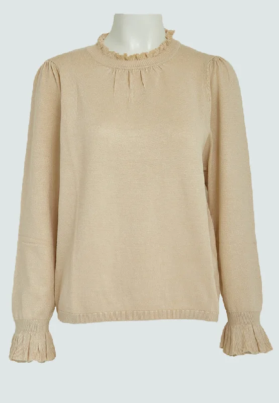 Tana Frill Knit Pullover - Sandshell