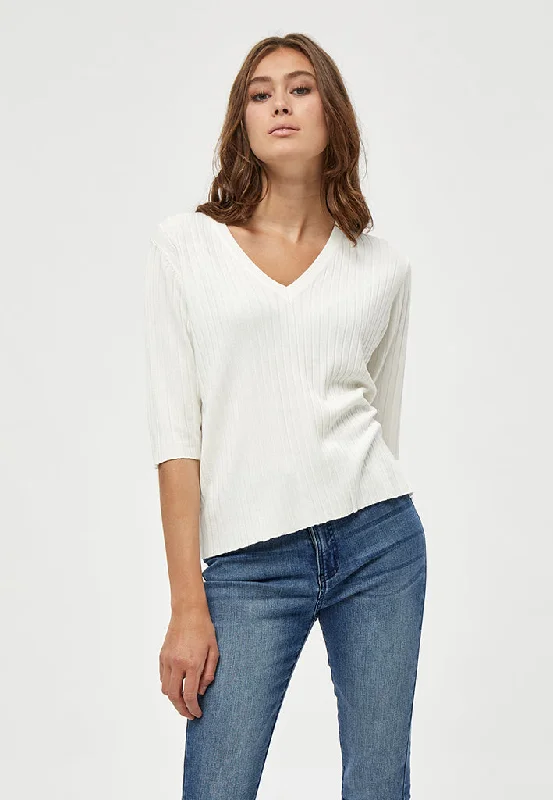 PCTana Rib Pullover - Cloud Dancer